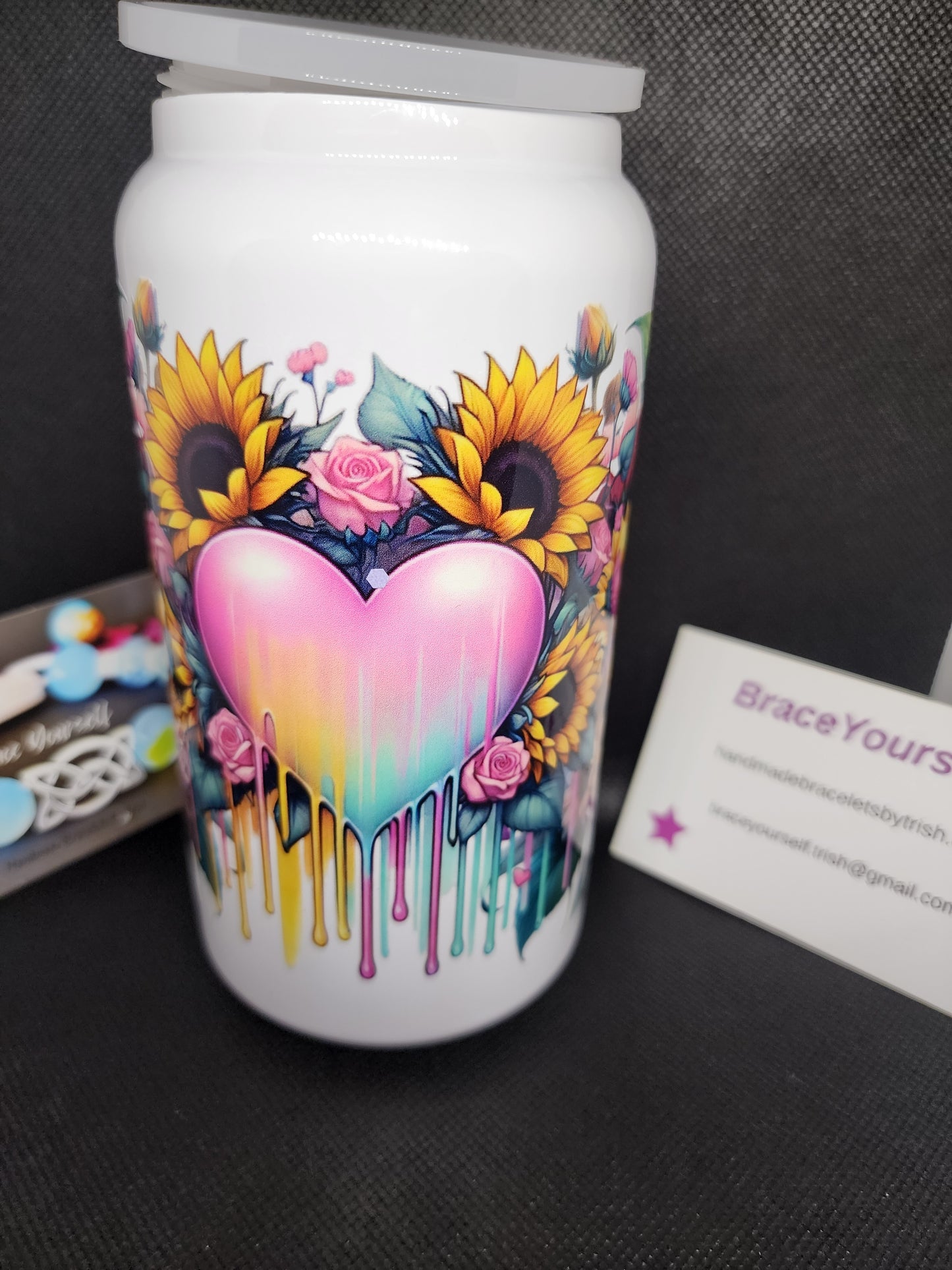 TUMBLER - LOVE HEART & FLOWERS (stainless steel)