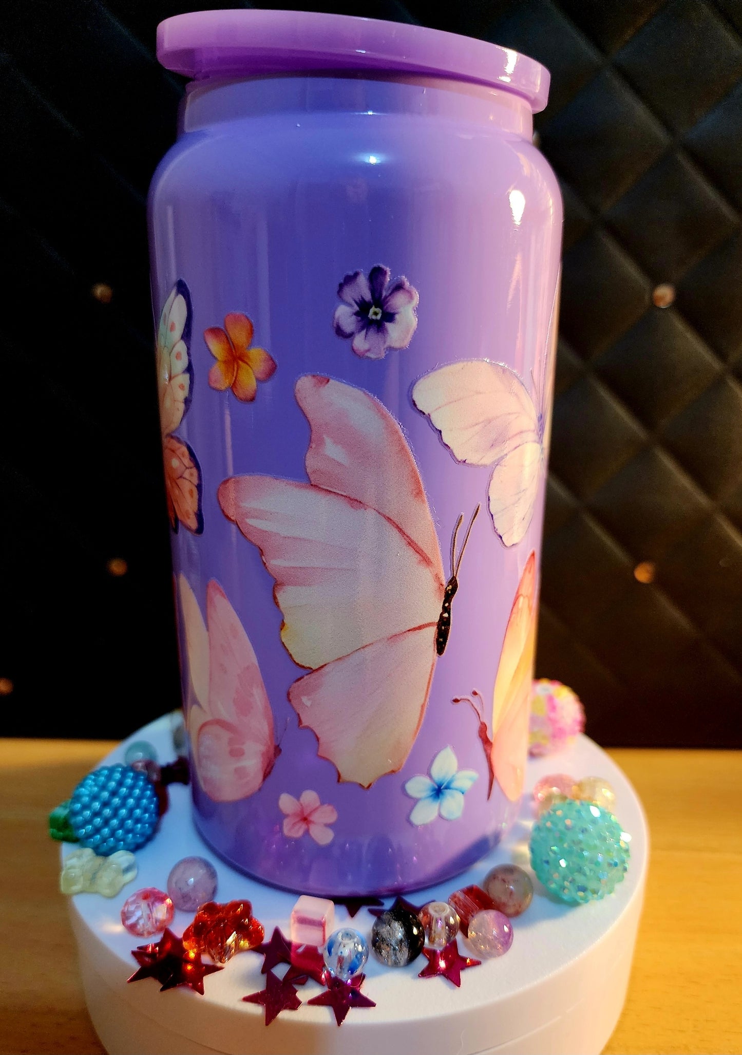 TUMBLER - PURPLE WITH BUTTERFLIES (stainless steel)