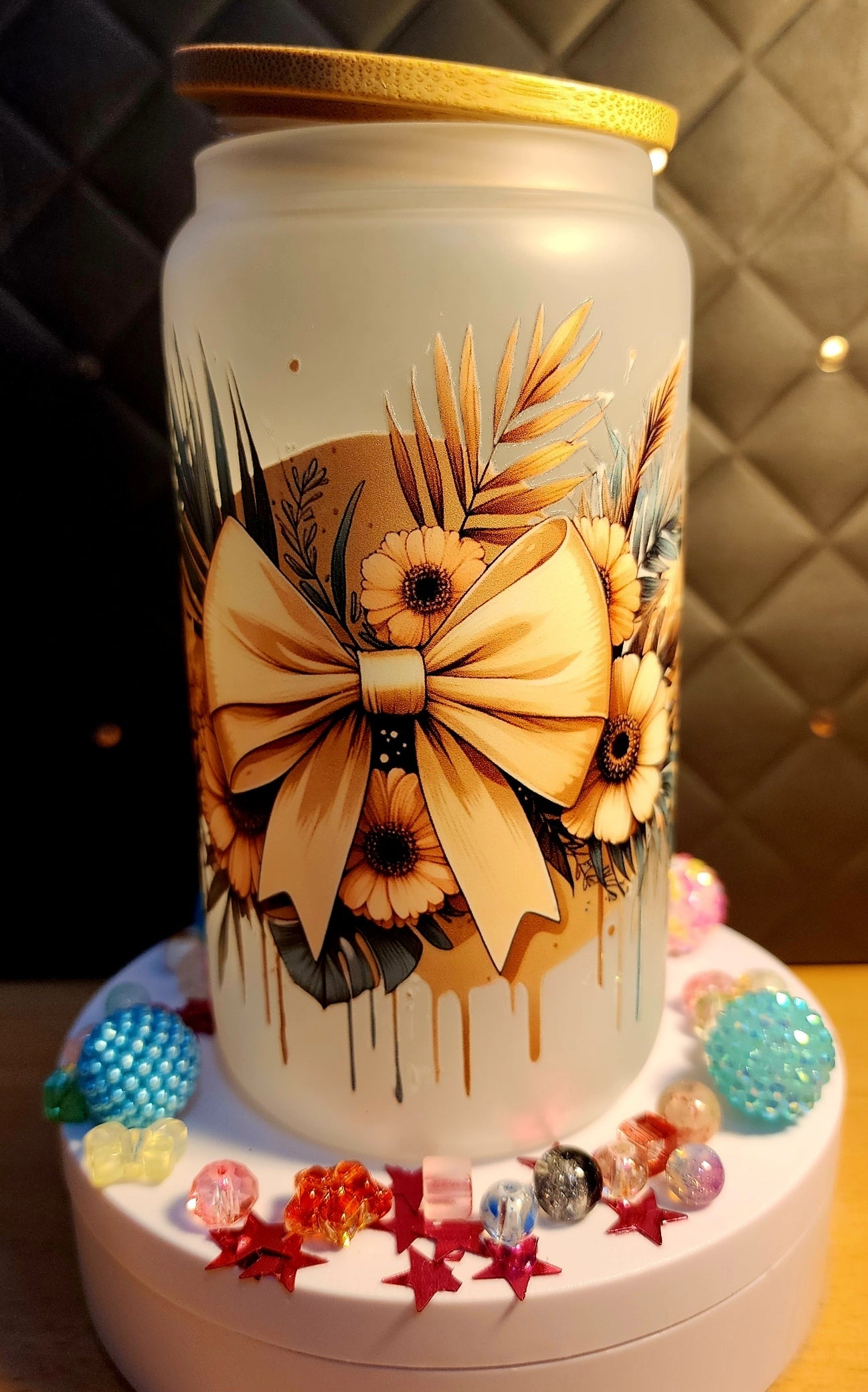 TUMBLER - BOW AND SUNFLOWERS (glass)