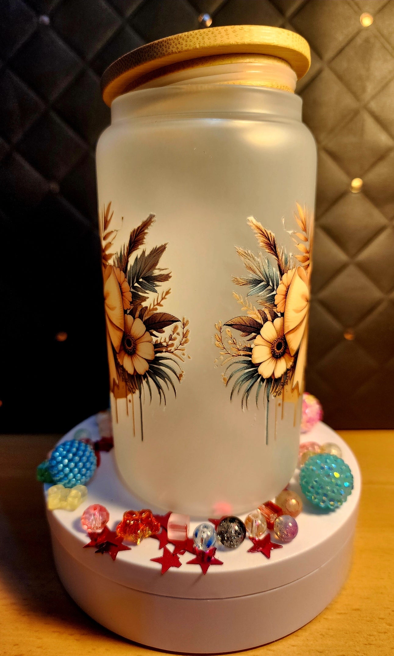 TUMBLER - BOW AND SUNFLOWERS (glass)