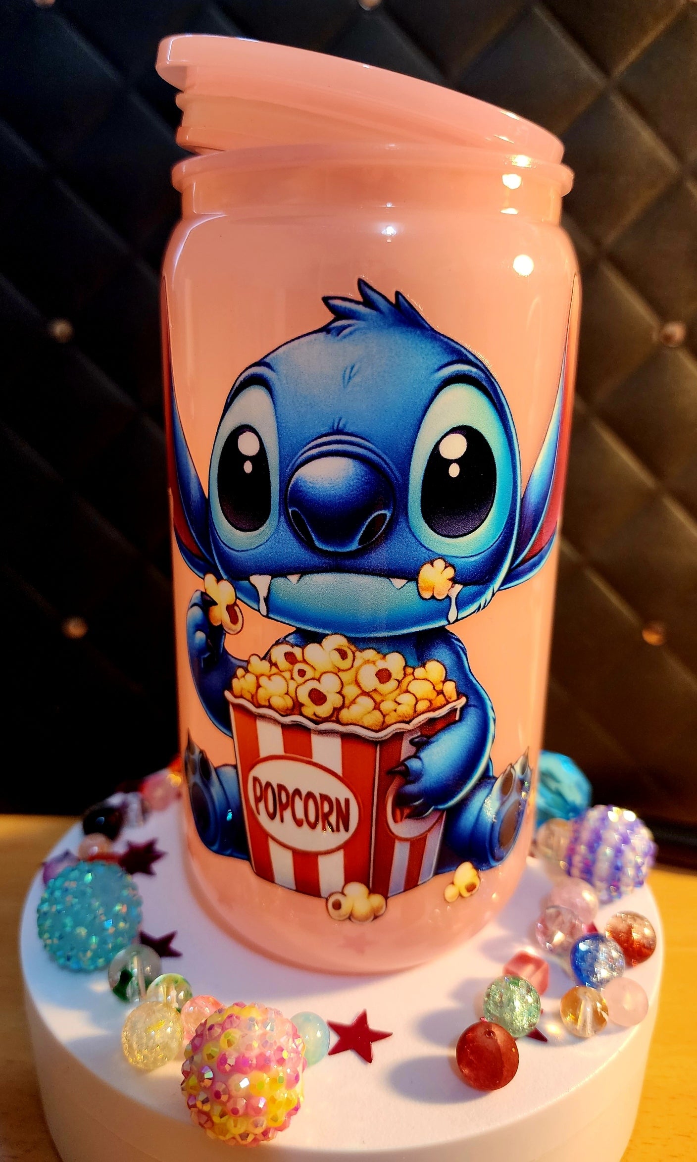 TUMBLER - Stitch eating popcorn - (acrylic)