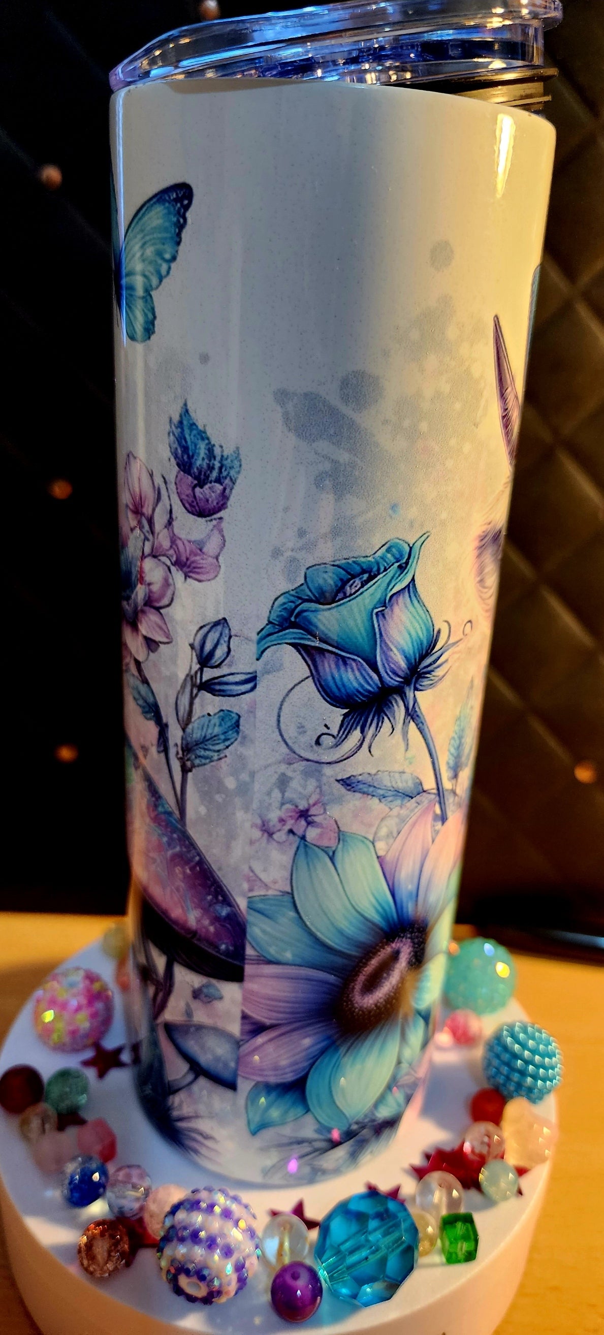 20oz TUMBLER - Baby Highland Cow with Blue Ribbon (stainless steel)