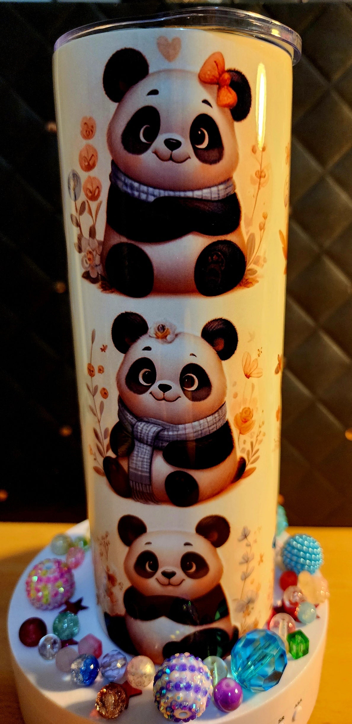 20oz TUMBLER - Baby pandas wearing scarves (stainless steel)
