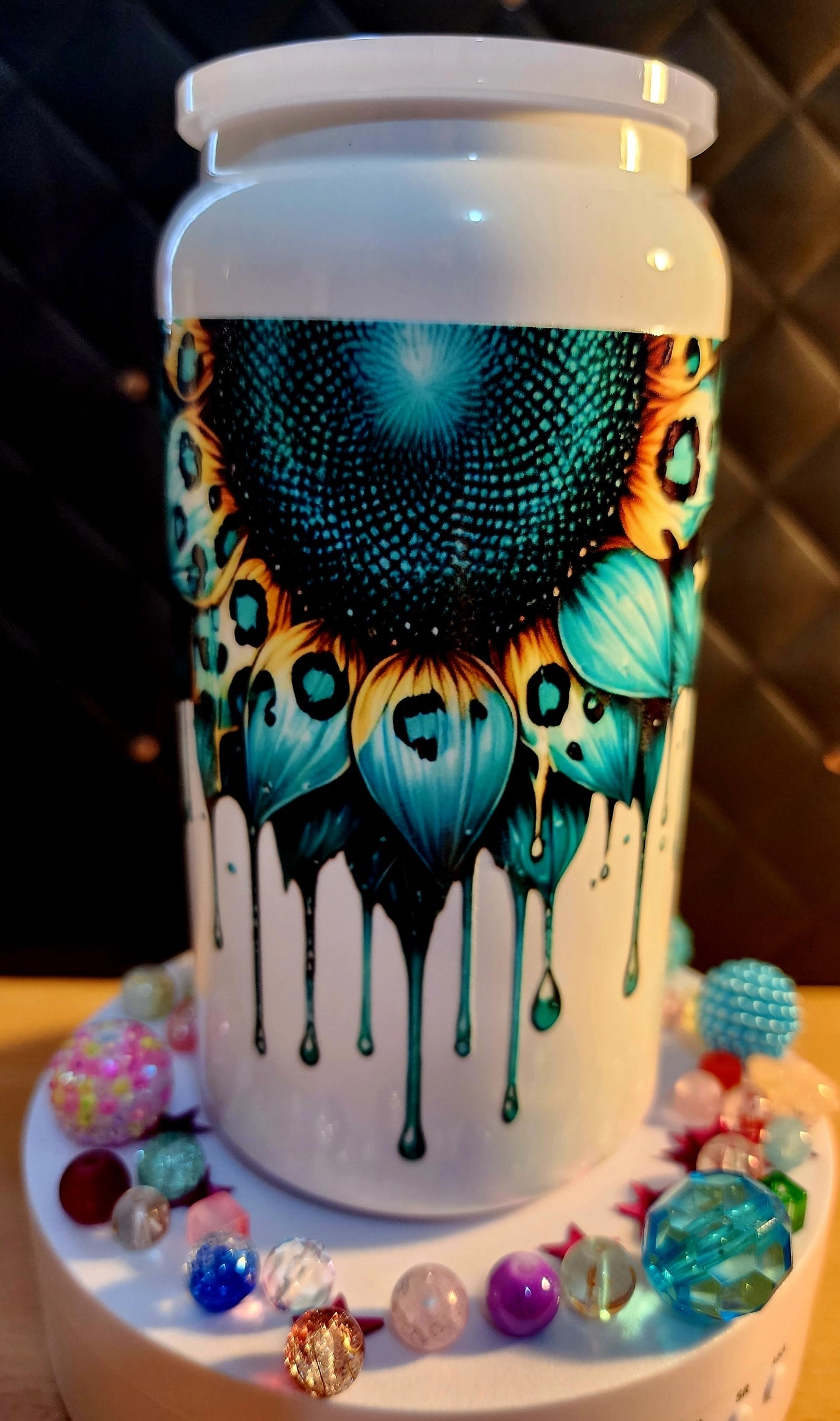TUMBLER - Green dripping flower (stainless steel)