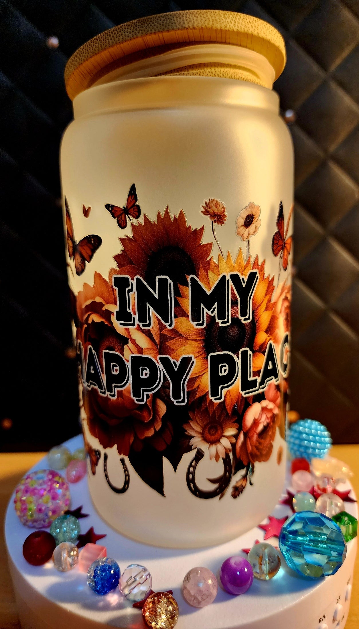 TUMBLER - Cowgirl and Horse - In my happy place (glass)