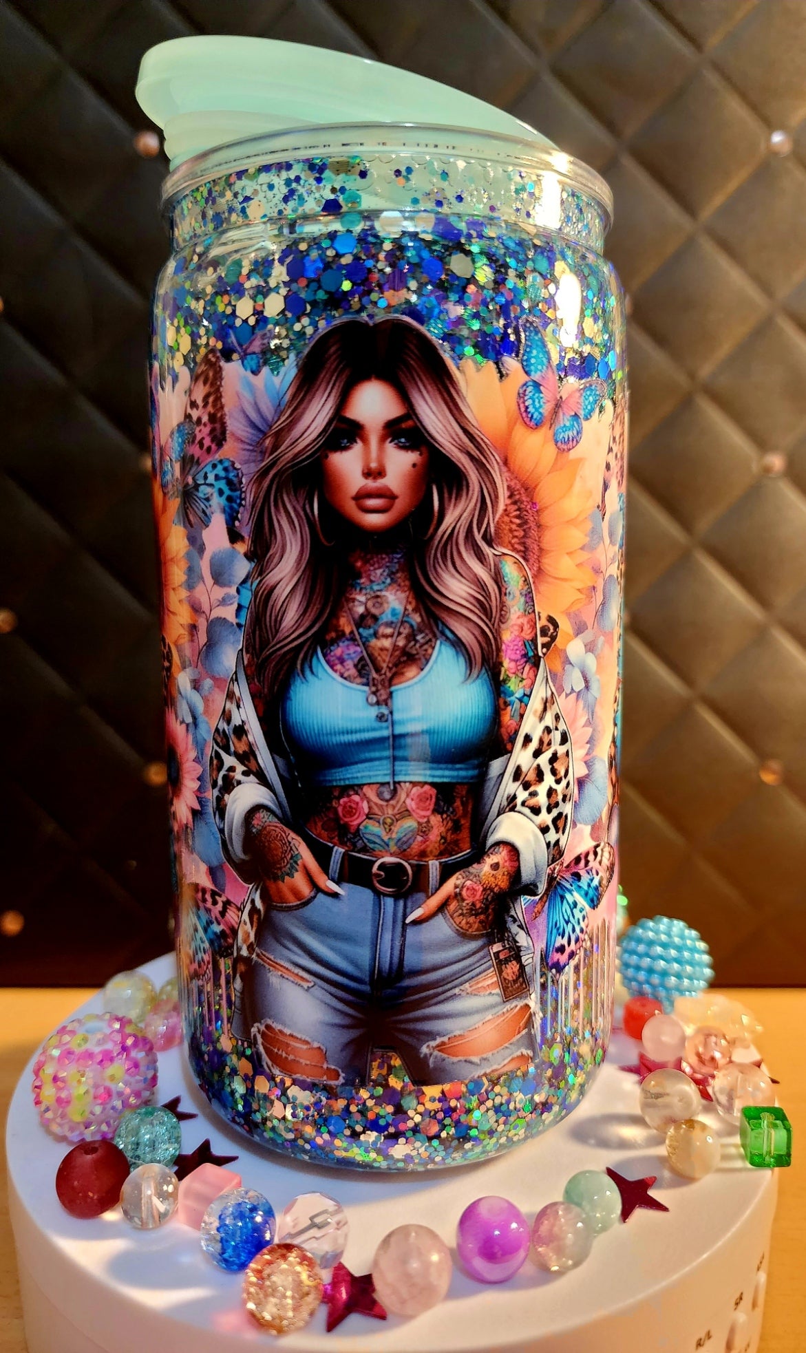 SNOWGLOBE TUMBLER - Tattoo Girl (acrylic)