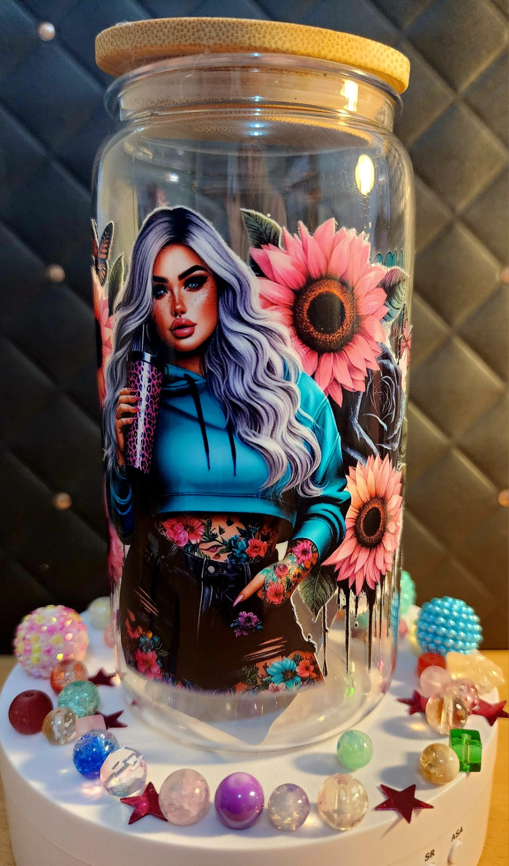 TUMBLER - Tattoo girl - When I said I liked it rough, I didn't mean my whole life (acrylic)