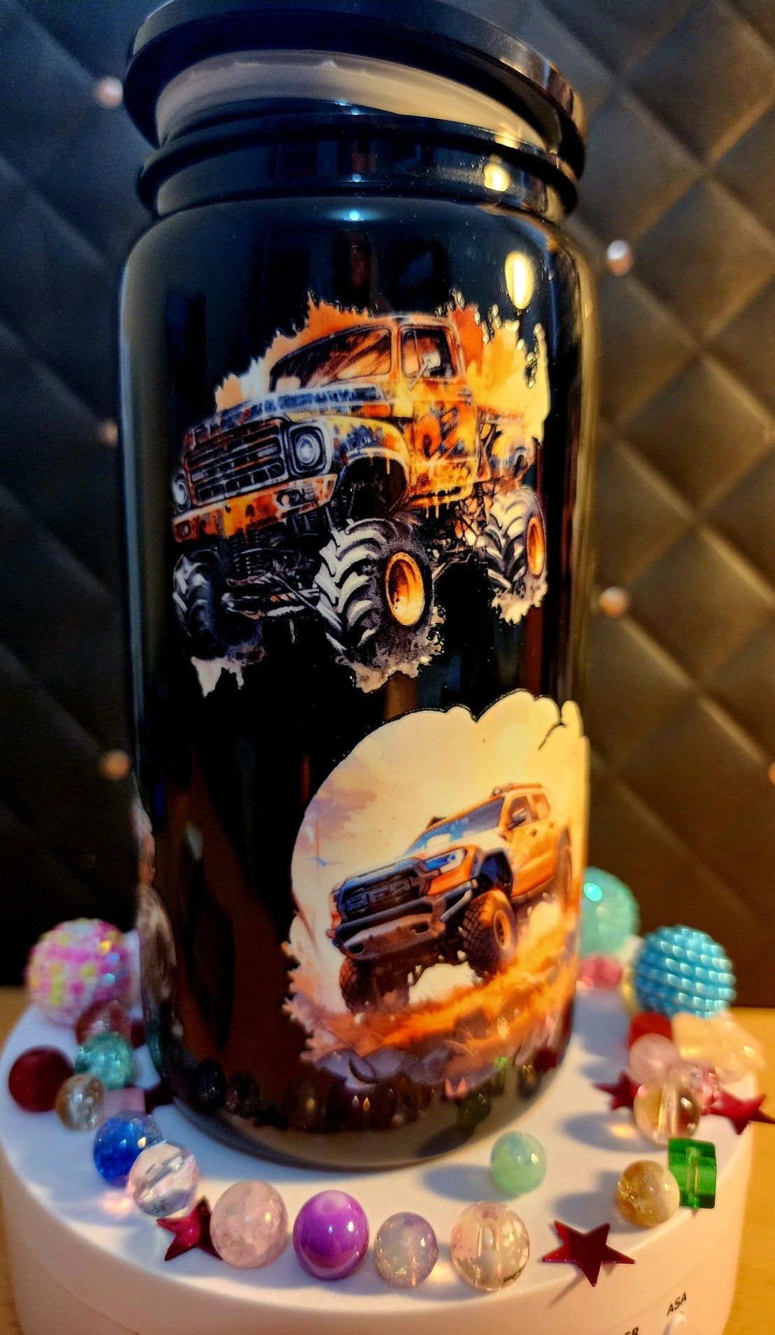 TUMBLER - Monster trucks (black acrylic)