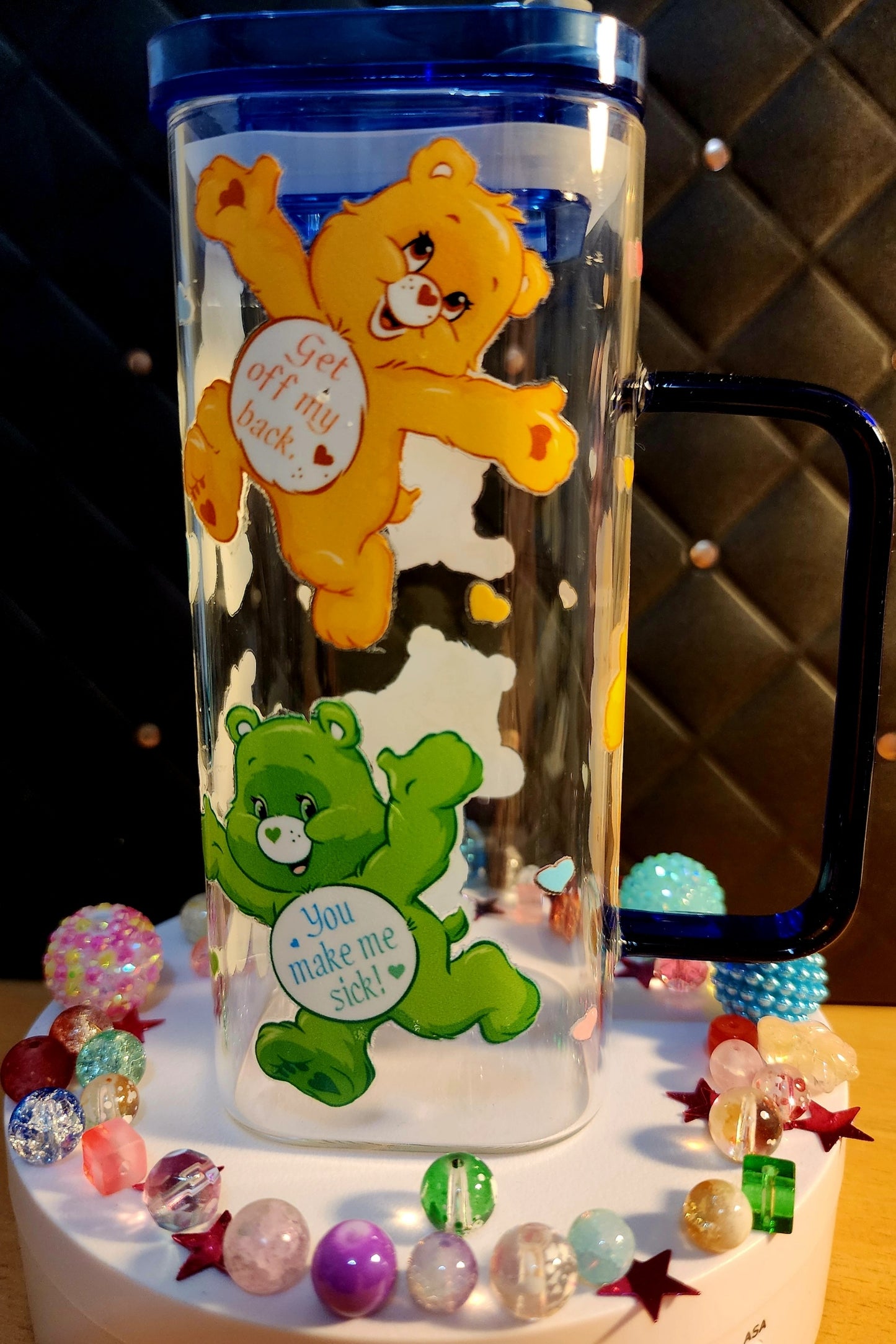 TUMBLERS - Square cup with handle with Swear Bears (blue acrylic)
