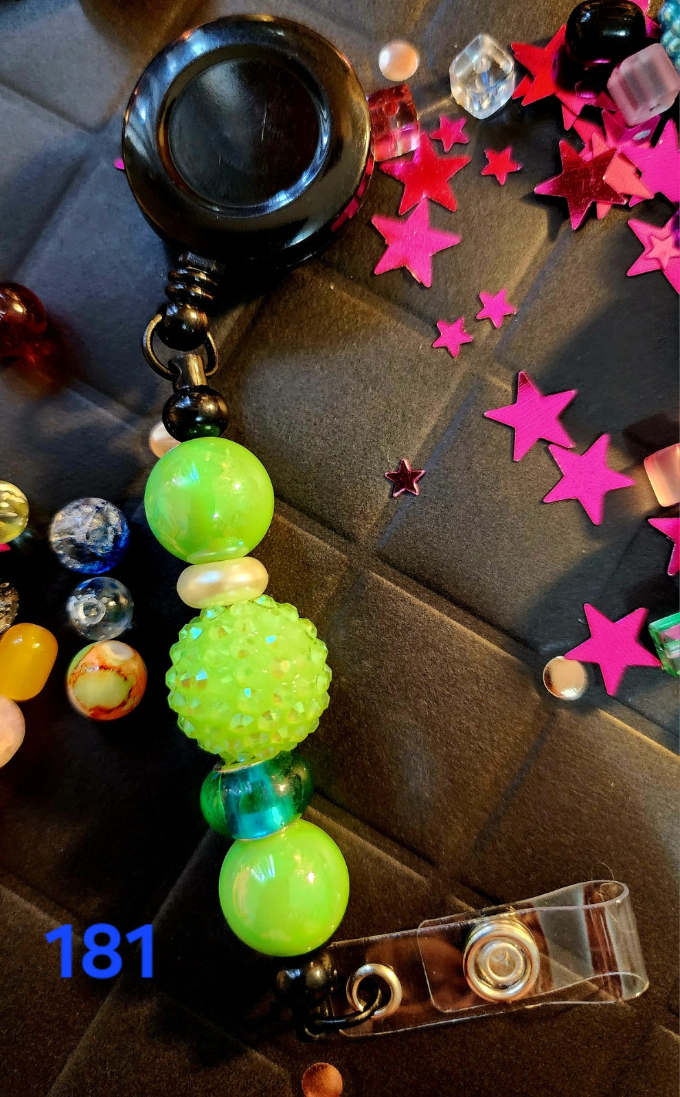 Retractable Beaded Badge Reel #181