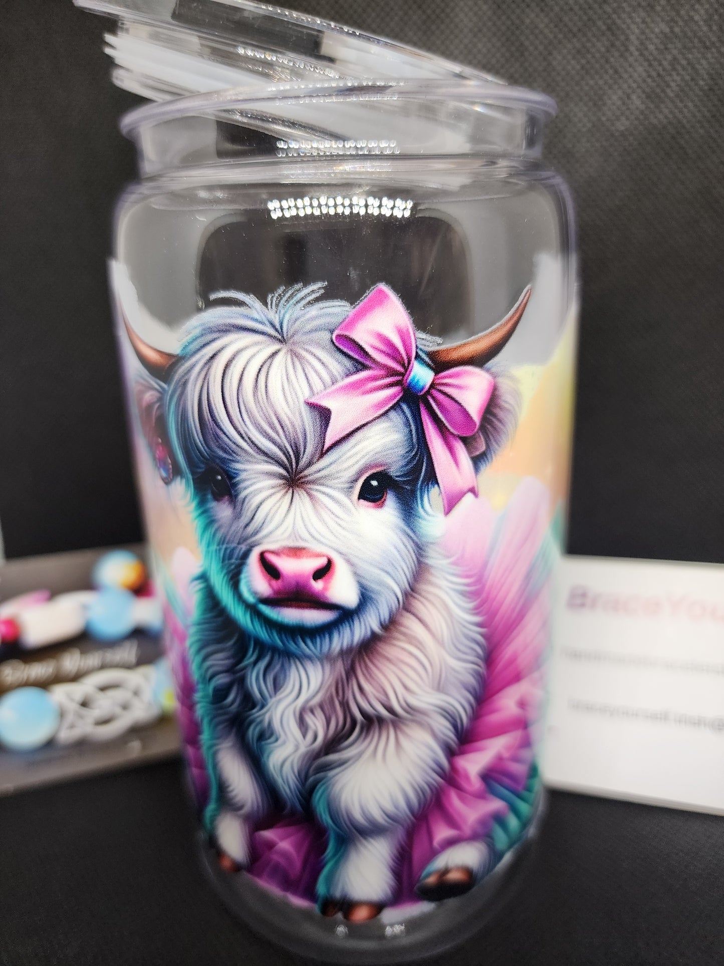 TUMBLER - BABY HIGHLAND COW (acrylic)
