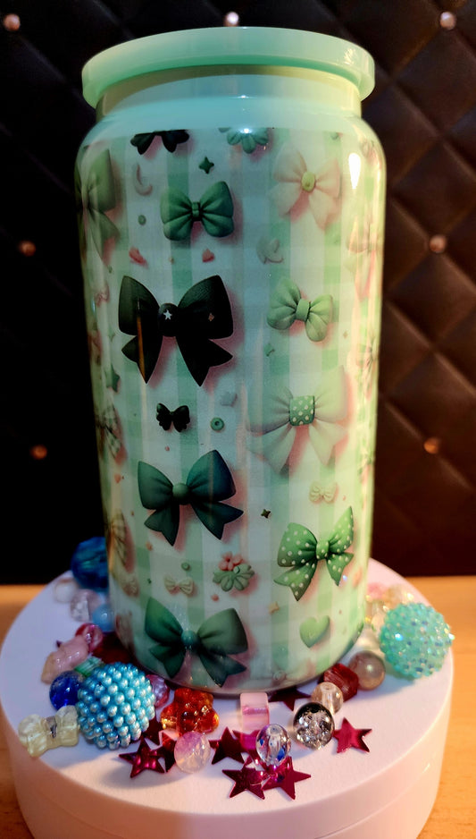 TUMBLER WITH GREEN BOWS (stainless steel)