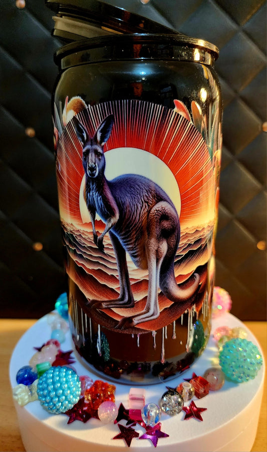 BLACK TUMBLER WITH KANGAROO (acrylic)