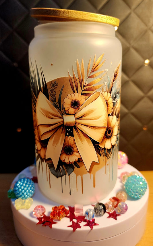 TUMBLER - BOW AND SUNFLOWERS (glass)