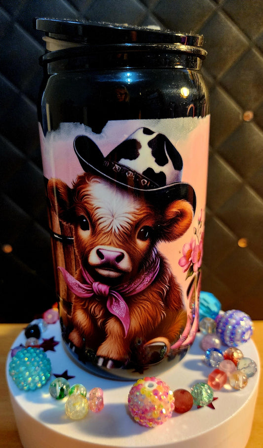 TUMBLER - HIGHLAND COW WITH COWBOY HAT (acrylic)