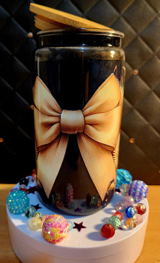 TUMBLER - Brown bow (acrylic)