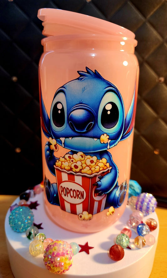 TUMBLER - Stitch eating popcorn - (acrylic)