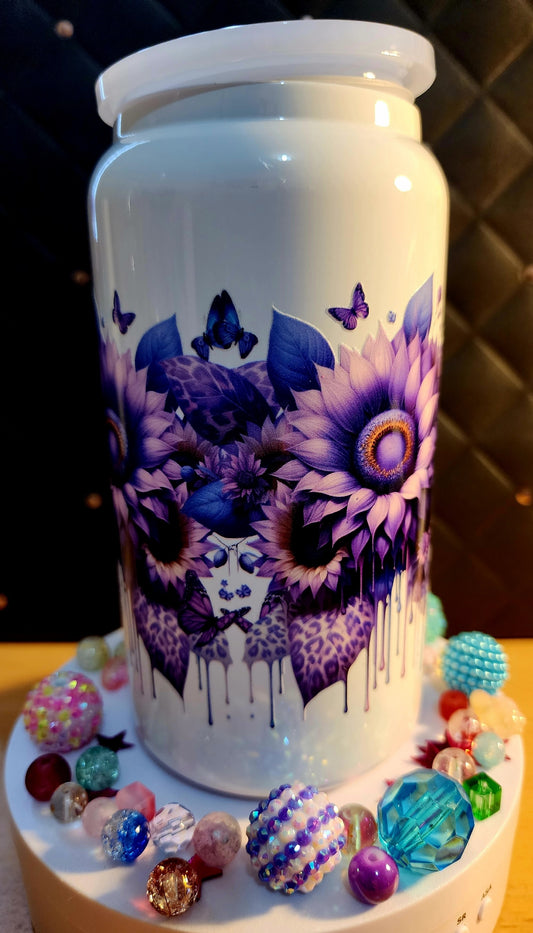 TUMBLER - Purple butterflies and flowers (stainless steel)
