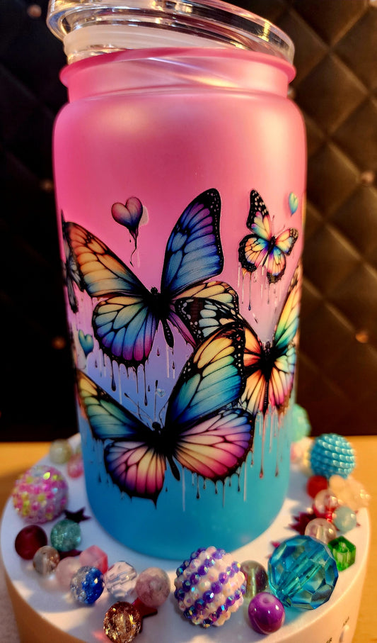 TUMBLER - Bright butterflies (acrylic)