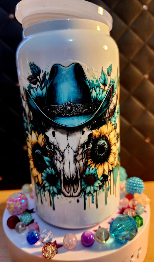 TUMBLER - Cow skull with cowboy hat (stainless steel)