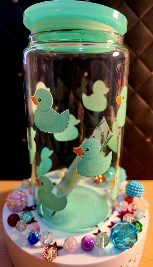 TUMBLER - Green duckies (glass)
