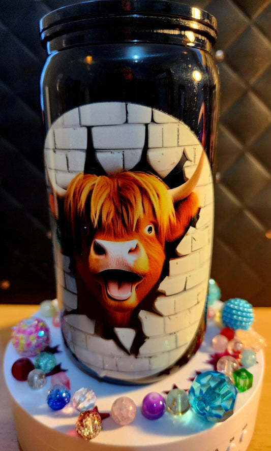 TUMBLER - Highland cow face and bum (acrylic)