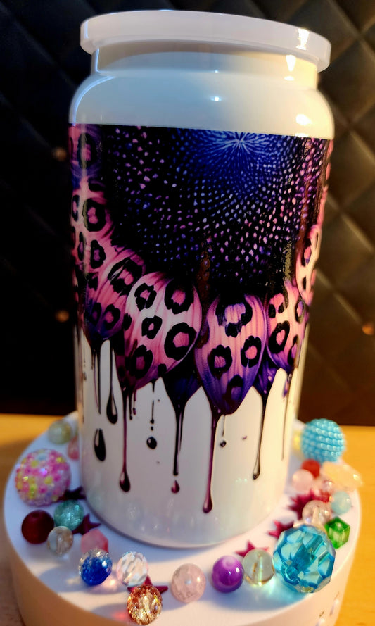 TUMBLER - Purple and pink dripping flower (stainless steel)