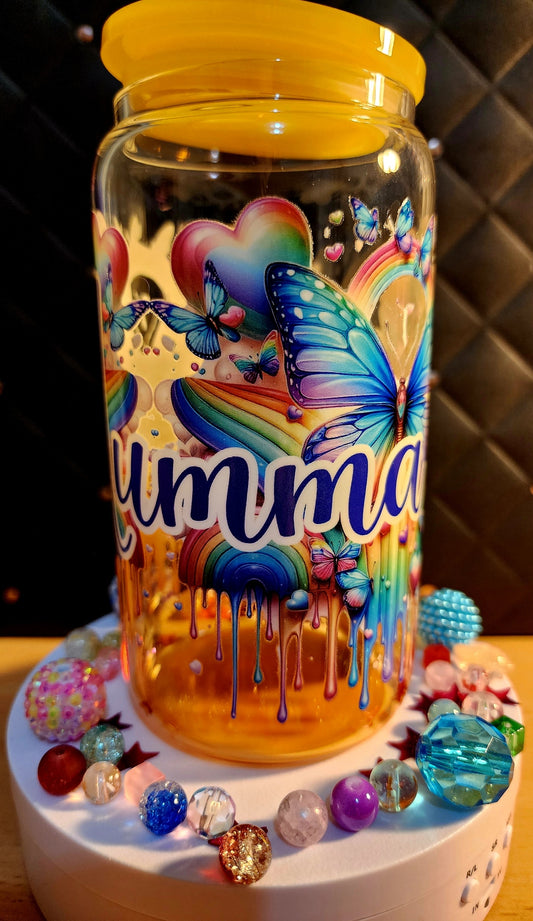 SNOWGLOBE TUMBLER - Mumma with butterflies (acrylic)