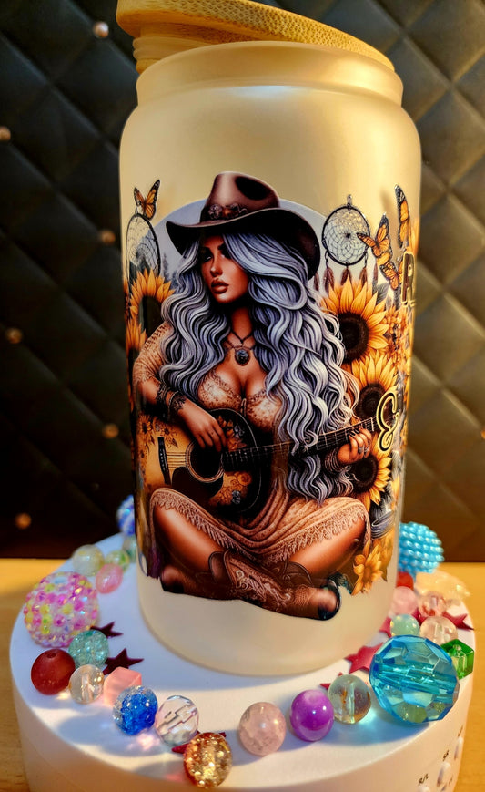 TUMBLER - Tattoo Cowgirl - Brought up on Love, Laughter and a bit of sunshine (glass)