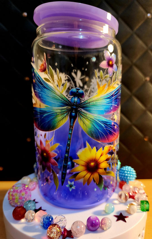 TUMBLER - Colored dragonfly (acrylic)