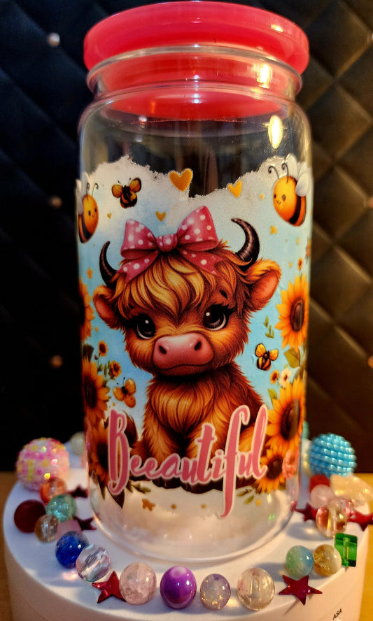 TUMBLER - Baby Highland Cow - Beautiful (acrylic)