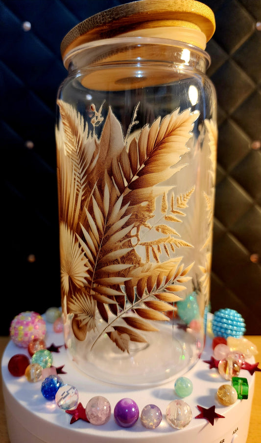 TUMBLER - Brown bow and with ferns