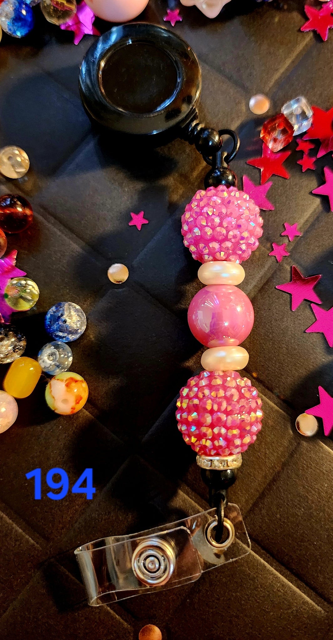 Retractable Beaded Badge Reel #194