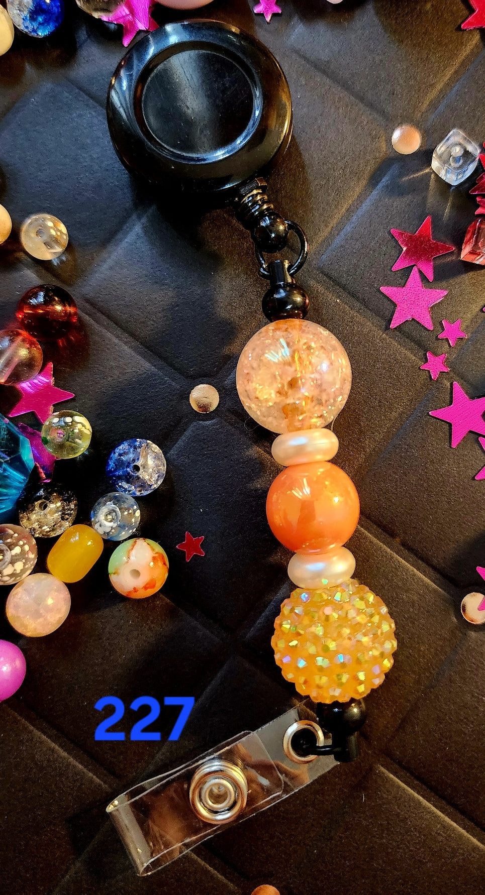 Retractable Beaded Badge Reel # 227