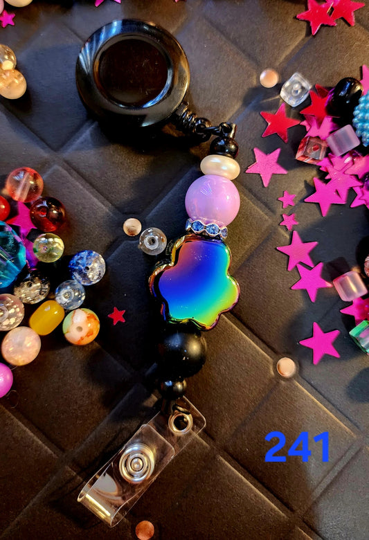 Retractable Beaded Badge Reel #241